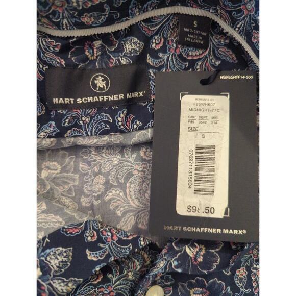 Hart Schaffner Marx Midnight Floral Long Sleeve Button-Down Shirt Mens Small NWT - Picture 8 of 8